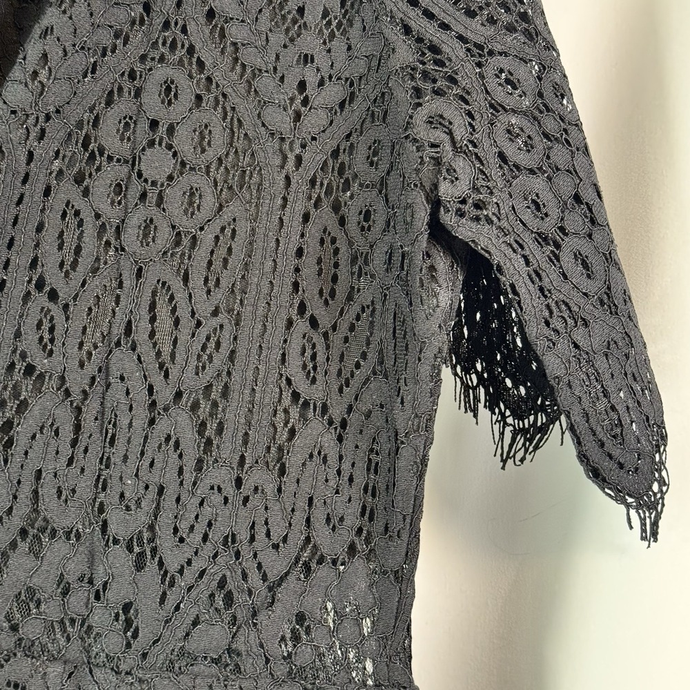 Elegant High Neck Short Sleeve Lace BLACK Dress Sz 12 Holiday Whimsigoth NWT - Picture 12 of 12